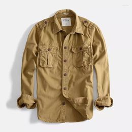 Men's Casual Shirts Full Sleeve Cotton Tactical Camouflage Multi Pocket Safari Style Cargo Working Shirt Autumn