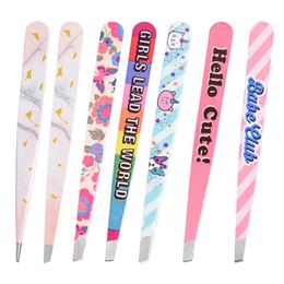 11 Styles Precision Eyebrow Tweezers Colourful Hair Removal Beauty Tool Stainless Steel Fine Hairs Puller Flat Slant Point Tip Eye Brow Clips Makeup E486