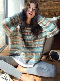Women's Sweaters 2023 Winter Knitwear Pullover For Women Top Blue Vintage Long Loose Autres Sweats Warm Korea Fashion Kawaii Jersey Jump