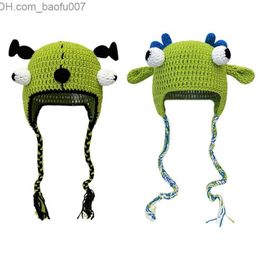 Beanie/Skull Caps Colorful matching acrylic fiber knitted hat cartoon monster shaped hat warm fuzzy winter knitted hat Adu birthday gift Z230809