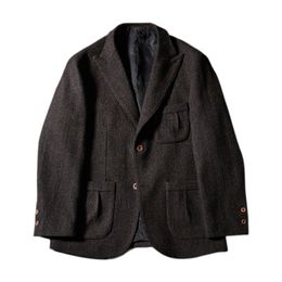 Men's Suits Blazers Men's Tweed Wool Suit Jacket Classic England Safari Style Vintage Outwear 230808