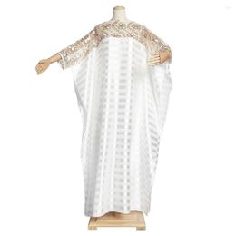 Casual Dresses Lace Patchwork White Long Skirt Port Wind Urban African Women's Plus-size Dress S9188