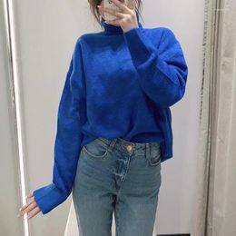 Women's Sweaters Woman Loose Turtleneck Sweater 2023 Oversize Royal Blue Pullover High Neck Winter Clothes Knit Casual Classic Fashion
