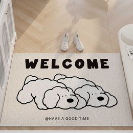 Floor Mats Entry Gate Mat Cute Puppy Cartoon Non-slip Funny Home Rugs PVC Carpet for Entrance Door Kitchen Corridor HKD230809