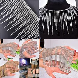 Loose Diamonds Long Tassel Trim Rhinestones Decoration Chain Diy Stage Sexy Skirt Crystal Diamond Fringe Sew On Dress Garment Accessories 230808