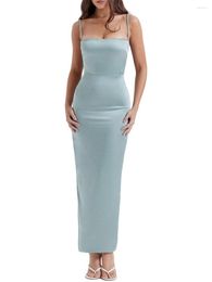 Casual Dresses Women S Sexy Spaghetti Strap Low Cut Sweet Neck Boned Corset Top Satin Wrap Split Hem Party Club