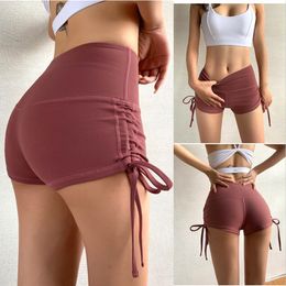 Women's Shorts Sports Shorts Women Drawstring Large Size High Elastic Tights Peach Hip Straps Buttocks Short Female Yoga Runing Cycling Fitness 230808