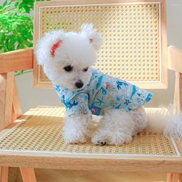 Dog Apparel Pet Dogs Cats Spring And Summer Products Small Medium-Sized Two-Legged Clothes Comfortable Breathable Ocean Blue Shirt