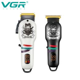 Hair Trimmer VGR Professional Hair Clipper Hair Trimmer Set LED Display Coated Blade Hair Cutting Machine Rechargeable V699V971 230808