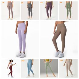 Костюмы с высокой талией, однотонные леггинсы для женщин - мягкие брюки с принтом для контроля живота для тренировок, йоги