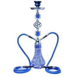 21Hookah Luxury 2 Hose Shisha with All Hookah Accessories Mosaic Glass Vase Bottle Body for Narguile Smoking Pipe HKD230809