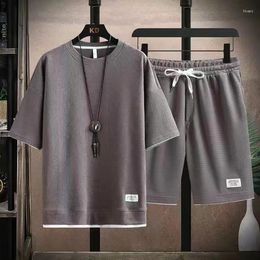 Men's Tracksuits Fashion Men Summer Short Sleeve Suit Size M-3XL