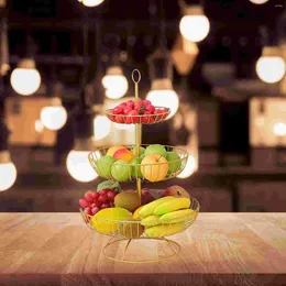 Dinnerware Sets Tray Fruit Bowl Basket Delicate Storage Kitchen Counter Countertop 3-tier Iron Metal Bread