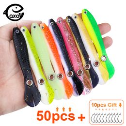 Baits Lures QXO 50pcs lot fishing Soft Lure Accessories hooks Bionic Loach Fish Sea Silicone Bait Goods Float All For 230809