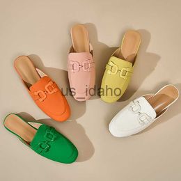 Dress Shoes Women Flat Shoes Leather Summer Candy Colour Walk Shoes Slip-on Lazy Loafers Causal Moccasin Comfortable Mules Driving Shoes J704 J230808