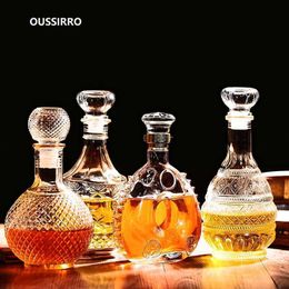 Whiskey Decanter Whiskey Bottle Crystal Glass Wine Beer Containers Glass Bottle Glass Cup Home Bar Tools Decoration HKD230809