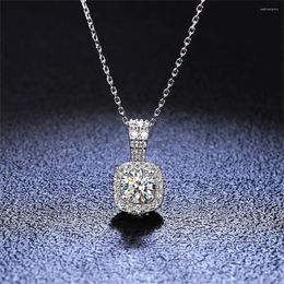 Pendants Classic Cushion Pendant Necklace 925 Sterling Silver 1ct 6.5mm D Moissanite Diamond Test Passed Fine Jewellery Woman Girl Gift