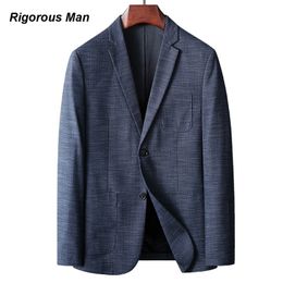 Men's Suits Blazers Brand Top Grade Business Casual Men's Blazer Spring Autumn Italian Cotton Line Texture Youth Suit Jacket Korean Man Clothing 230808