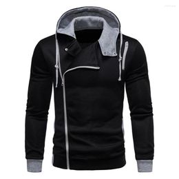 Men's Jackets Men Hoodie Long Sleeve Hooded Contrast Color Elastic Cuff Drawstring Asymmetric Sweatshirts Coats Jaqueta Masculina