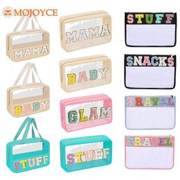 Cosmetic Bags Cases Letter Patches Transparent Makeup Fashion Bag Beauty Case Waterproof Large Make Up Travel Toiletry Kit 230808