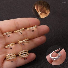 Backs Earrings 1PC Korean Gold Silver Colour Copper Star Ear Clips Without Piercing For Women Cross Zircon Cuff Clip Earring Wedding Jewellery