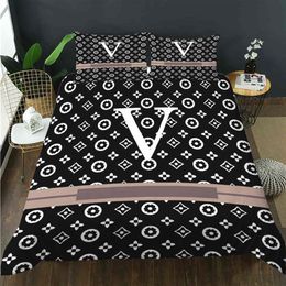 Fashion King Size Designer Bedding Set Covers 3 Pcs Letter Printed Silk203M231S