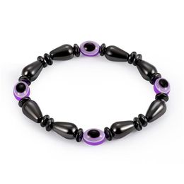 Beaded Magnetic Energy Evil Eye Couple Strands Bracelet For Men Women Power Healthy Black Gallstone Chains Bangle Jewellery Drop Deliver Dhdsr