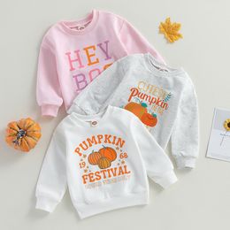 Hoodies Sweatshirts 2023 Fashion Children Kids Boys Girls Halloween Clothes Letter Pumpkin Print Casual Long Sleeve Tops Outwear 230808