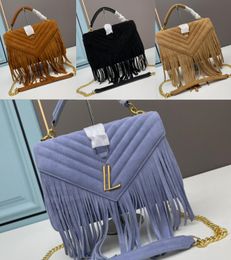 9A top quality deluxe Abrasive sand skin tassel shoulder bags women Monogrames college Messenger bag Genuine leather luxury designer crossbody bags wallets 24cm