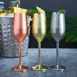 Stainless Steel Champagne Cup Wine Glass Cocktail Glass Creative Metal Wine Glass Bar Restaurant Goblet Rose Gold HKD230809