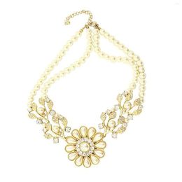 Choker Imitation Pearl Flower Necklace Romantic Glossy Jewellery For Bridesmaid Wedding Masquerade