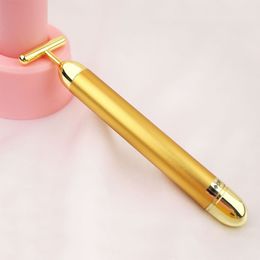 Face Massager 24k Gold Slimming Face Beauty Bar Pulse Firming Roller Massager Lift Skin Tightening Wrinkle Vibrating Tool 230808