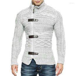 Men's Sweaters Men Knitted Cardigan Sweater Fashion Button Autumn Winter Male Slim Fit Warm Knitting Casual Turtleneck Zipper
