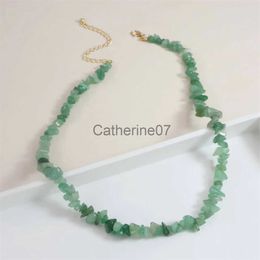 Pendant Necklaces 2022 Bohemian Green Gravel Natural Semi-precious Stone Necklace Women's Fashion Necklace Jewellery collares womens pendan J230809