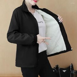 Women's Jackets Fleece Stand Collar Coat Female Autumn Winter 2023 Loose Tops Women Jacket Black Casual Padded Outwear Casaco Feminino
