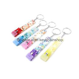 Keychains Lanyards Credit Card Pler Cartoon Pattern Grabber Keychain Long Nails Acrylic Atm For Key Chains Pendant Accessories Drop Dhlxv