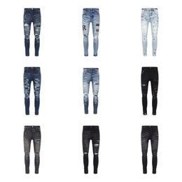 New high-quality jeans tattered and ripped motorcycle pants slim fit motorcycle jeans men's designer jeans Size30-40