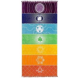 Rainbow Beach Towel 100% cotton High quality Tapestry Yoga Mat Colourful Pattern Whole 75 150 cm272l