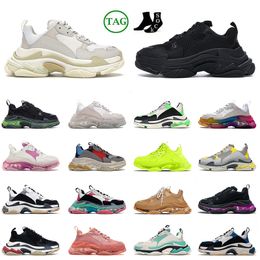 Platform Triple S Designer Casual Shoes Sneakers Clear Sole Black White Grey Red Pink Blue Royal Neon Yellow Tennis Trainers for Men Women Balenscaigas