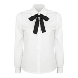 Women's Blouses Shirts Fashion Female Elegant Bow Tie White Blouses Chiffon Peter Pan Collar Casual Shirt Ladies Blouse summer blouses for women 230808