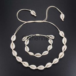 Pendant Necklaces Hot European Style Natural White SeaShell Bracelet Necklace Hand-woven Women Jewellery Creative Conch Shells Accessories Wholesale J230809