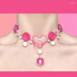 Choker Necklace For Women Babi Pink Heart Y2k Accessories Chokers Kpop Jewelry Womens Of The Ocean Necklaces