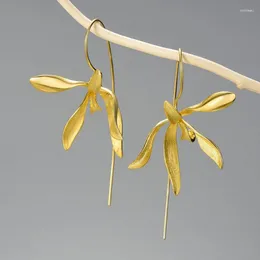 Dangle Earrings Fashion Metal Gold Colour Flower For Women Trendy Long Handmade Personality Jewellery