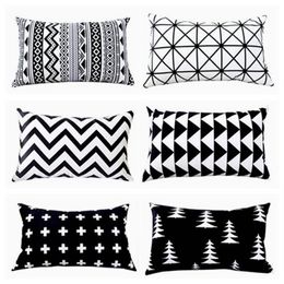 black and white rectangular funda cojin modern geometric cushion cover boho sofa chaise throw pillow case286G