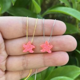 Pendants (1pc/lot)High Quality 10 11mm Pink Starfish/Sea Star Opal Pendant Necklace Synthetic With S925 Silver For Sale