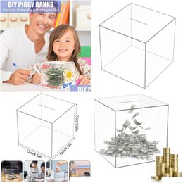 Novelty Items Piggy Bank Durable Acrylic Saving Money Box Transparent Cube Coins Storage For Coin Banknote Tirelire Drop Delivery Home Dhuch