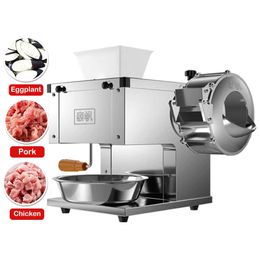 Desktop Commercial Meat Slicer Fully Automatic Vegetable Cutting Shred Slicer Dicing Machine Electric Stainless Steel Meat Cutter