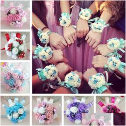 Other Accessories Wrist Cor Bridesmaid Sisters Hand Flowers Artificial Bride For Dancing Party Decor Bridal Prom Drop Delivery Events Dhydt