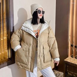 Women's Trench Coats Winter Women Fashion Hooded Down Cotton Padded Coat Thick Warm Overcoat Short Parkas High Quality Casual Jackets Female