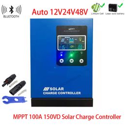 Color Screen 12V 24V 48V 80A 100A MPPT Solar Charge Controller Bluetooth 150V PV Regulator For LiFePO4 Lithium Lead-Acid Battery